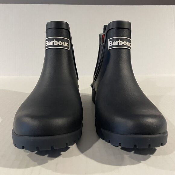 Barbour Wilton Chelsea Wellington Wellies Navy Rubber Rain Boots Women's size 6 - Picture 6 of 14